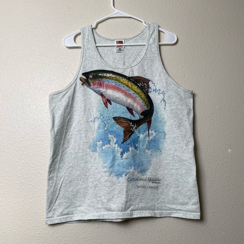 Vintage Cotton Trout Sisters Oregon Tank Top Size L